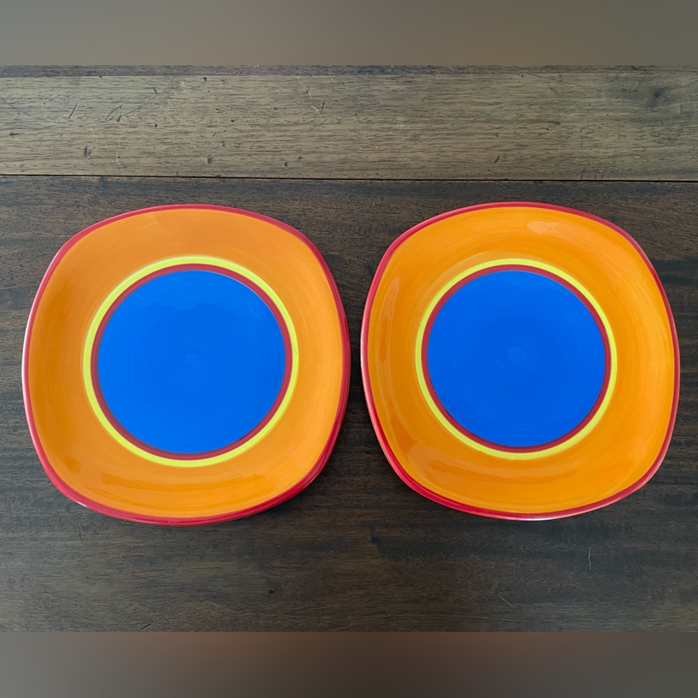 Set of 2 Dansk Caribe Bahama Blue Square Plates 8 3/4”